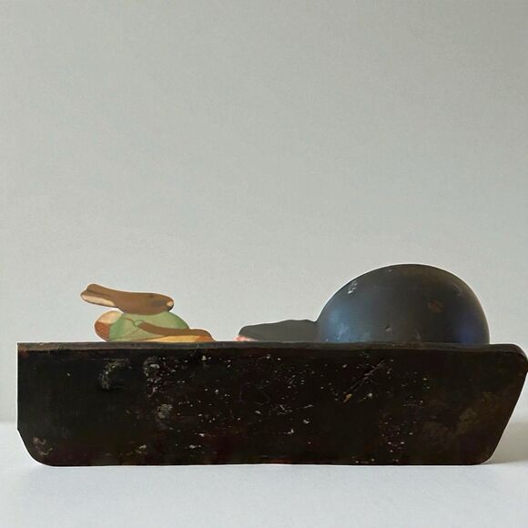 Vintage Metal Hand Painted Bunny Chicken Egg Holders Primitive Style Farm Animal - Picture 9 of 9